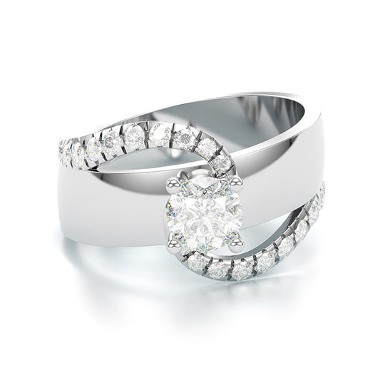 Jorrio handmade classic round cut sterling silver engagement ring wedding ring