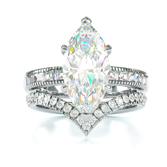 Jorrio handmade marquise cut sterling silver vintage wedding ring  engagement ring