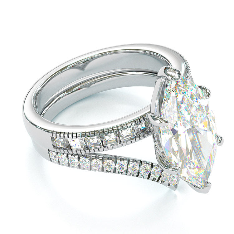 Jorrio handmade marquise cut sterling silver vintage wedding ring engagement ring