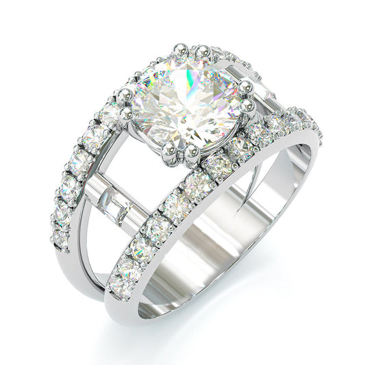 Jorrio handmade vintage round cut sterling silver engagement ring wedding ring