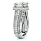 Jorrio handmade cushion cut halo sterling silver wedding ring engagement ring