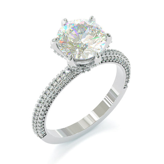Jorrio handmade vintage round cut sterling silver diamond ring engagement ring