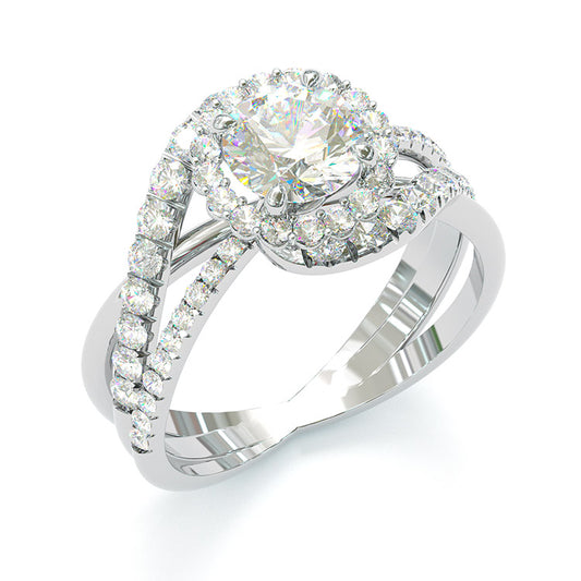 Jorrio handmade round cut sterling silver classic engagement ring wedding ring