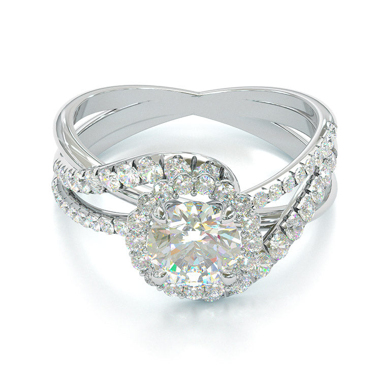 Jorrio handmade round cut sterling silver classic engagement ring wedding ring