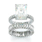 Jorrio handmade radiant cut created diamond sterling silver wedding ring bridal set