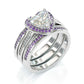 Jorrio Vintage Heart Cut Amethyse Halo Handmade Created Diamond  Sterling Silver Engagement Ring Wedding Ring