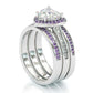 Jorrio Vintage Heart Cut Amethyse Halo Handmade Created Diamond  Sterling Silver Engagement Ring Wedding Ring