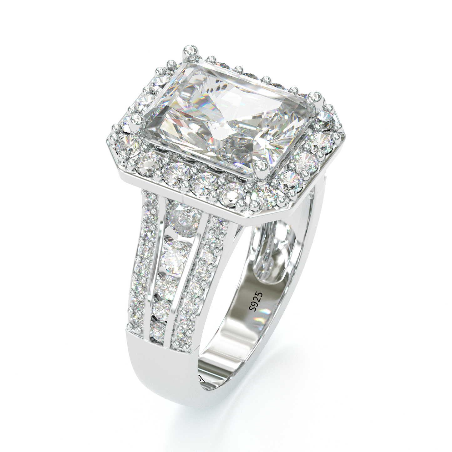 Jorrio handmade created diamond radiant cut wedding ring engagement ring