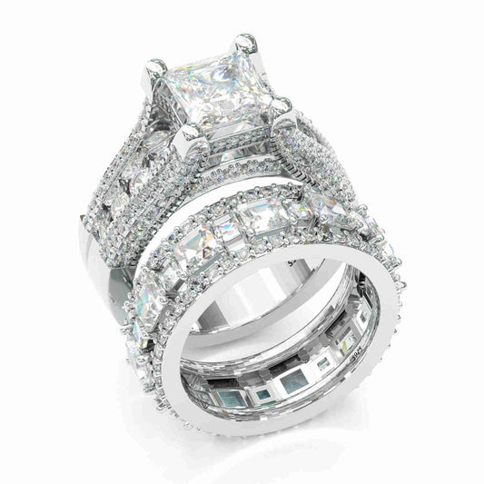 Jorrio handmade created diamond classic princess cut 3 ct wedding ring bridal set