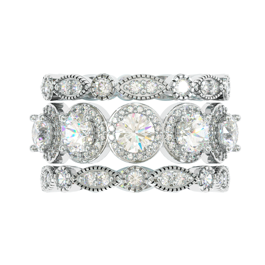 Jorrio handmade created diamond round cut sterling silver bridal set wedding ring