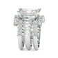 Jorrio handmade radiant cut classic sterling sliver wedding ring 3pcs bridal set