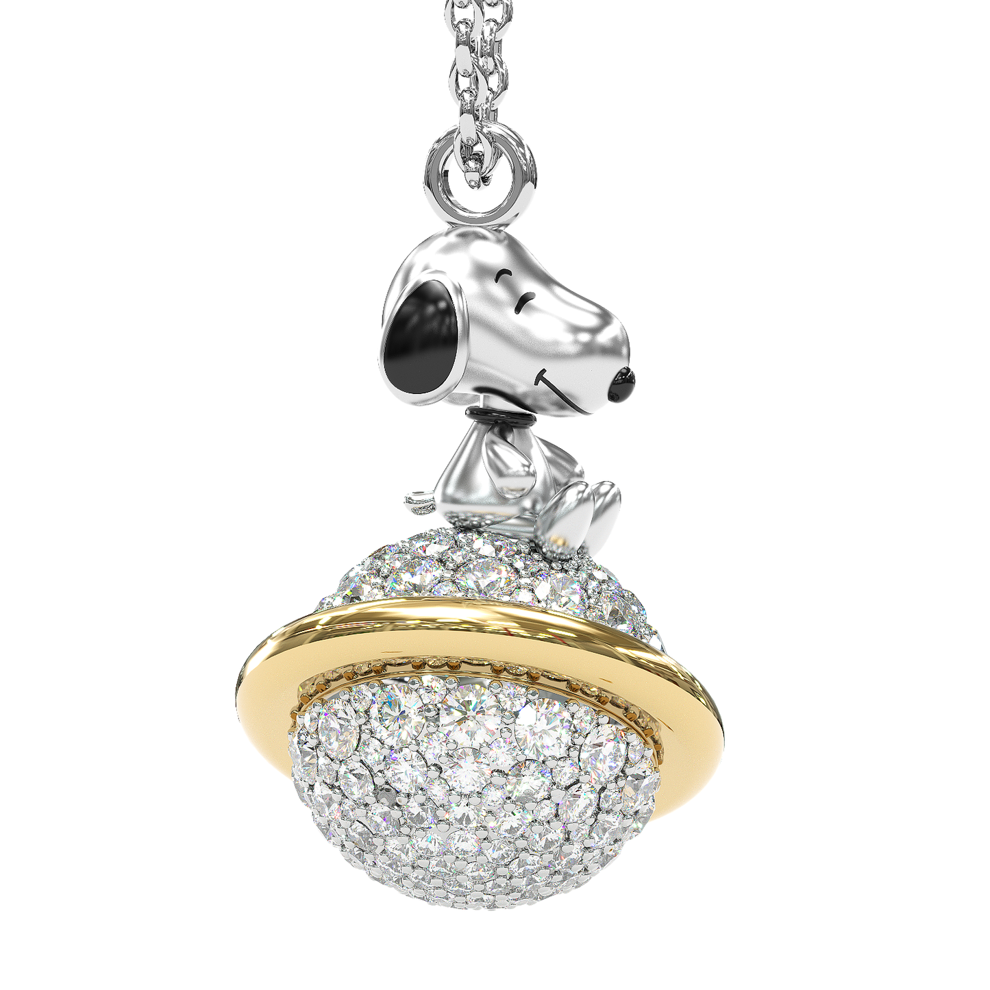 Jorrio Handmade Smiling Puppy Diamond Sterling Silver Necklace