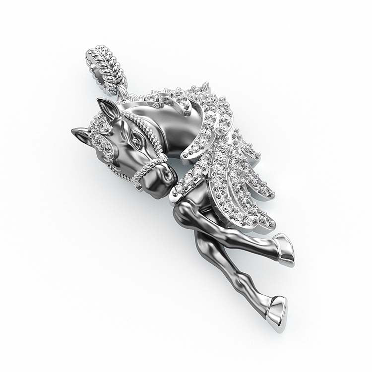 Jorrio Handmade Classic Horse Sterling Silver Diamond Necklace