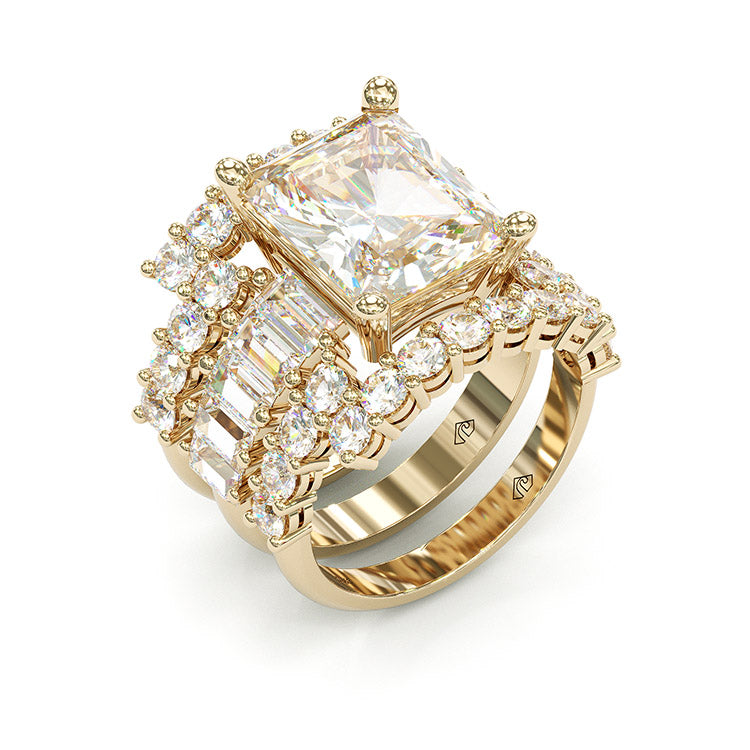 Jorrio handmade created diamond radiant cut vintage wedding ring 3pcs bridal set