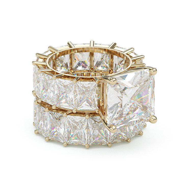 Jorrio cushion anniversary ring  wedding ring  gold bridal set