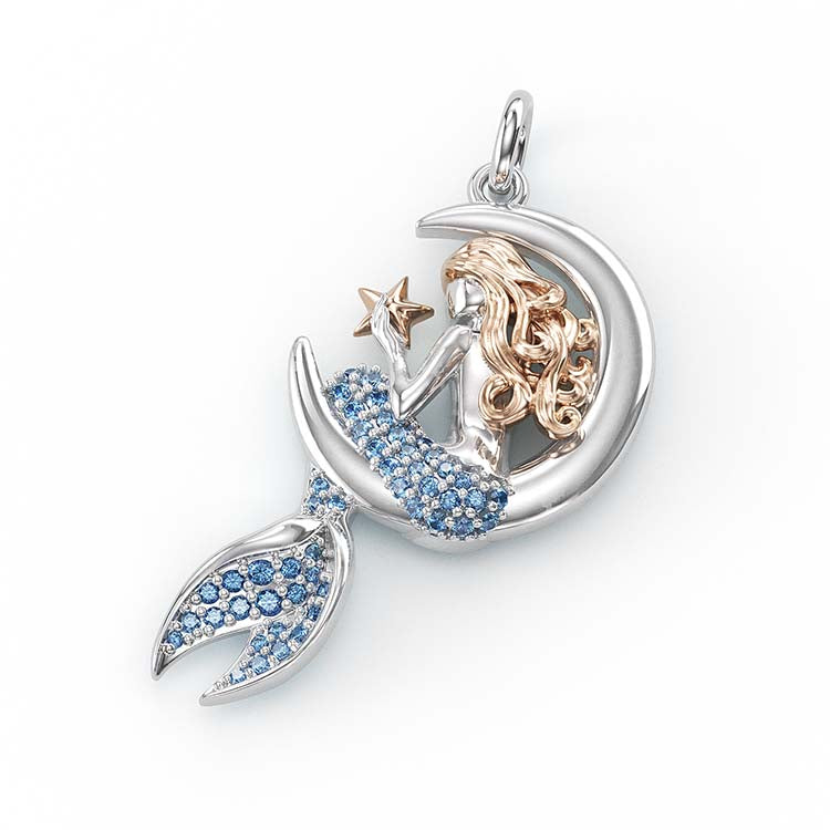 Jorrio Handmade Sapphire Mermaid Sterling Silver Diamond Necklace