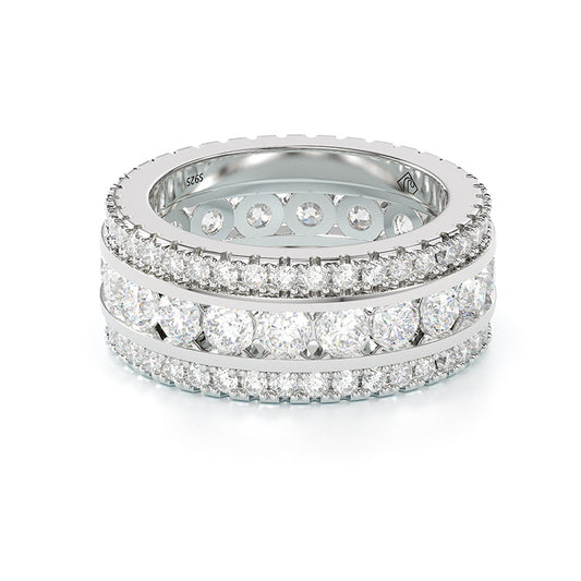 Jorrio round cut diamond sterling silver vintage women's band  wedding ring