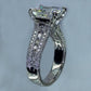 Jorrio handmade radiant cut vintage sterling silver wedding ring engagement ring