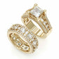 Jorrio handmade gold 3ct princess cut sterling silver 2pcs wedding bridal ring set