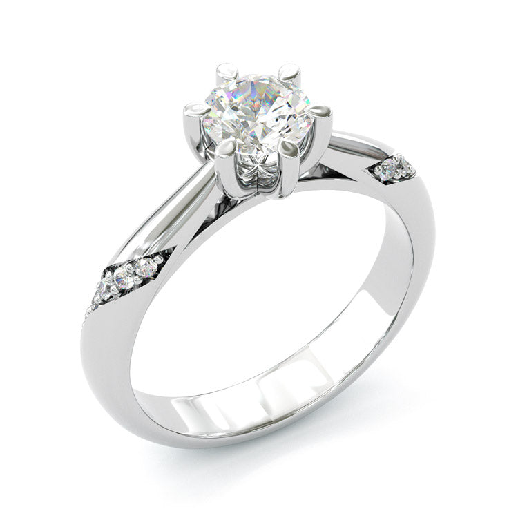 Jorrio 1ct round cut moissanite sterling silver ring