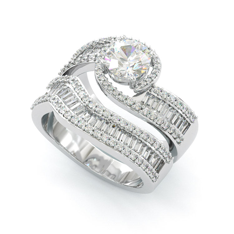 Jorrio charming round cut sterling silver ring set