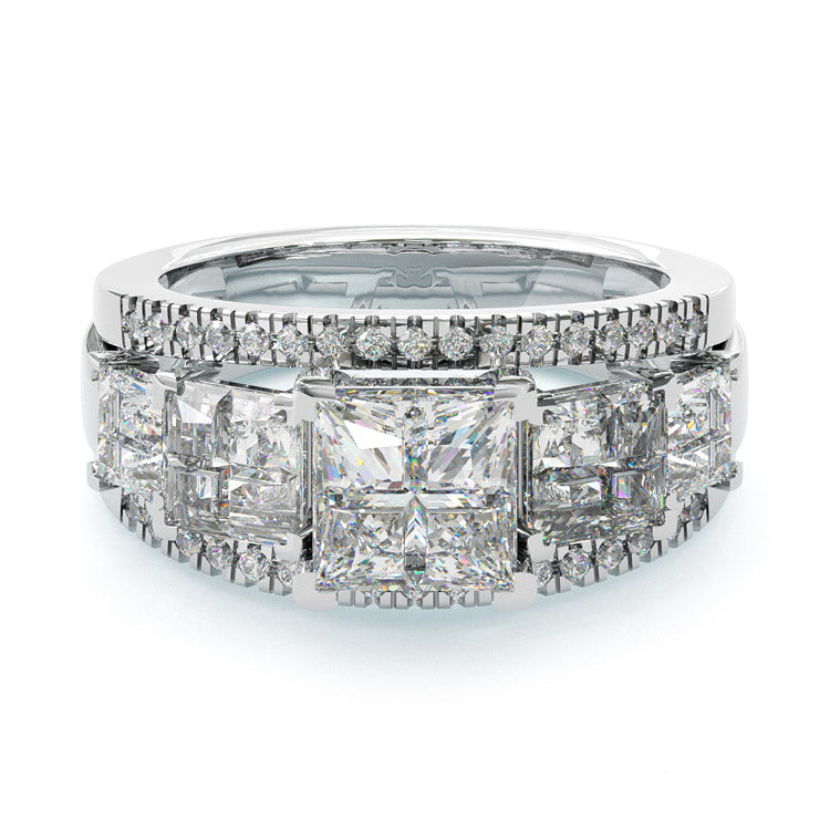 Jorrio princes cut brilliant sterling silver ring