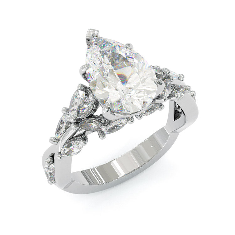 Jorrio gold 3ct pear cut elegance sterling silver ring