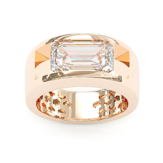 Jorrio handmade 4CT bold emerald cut chic & statement moissanite ring