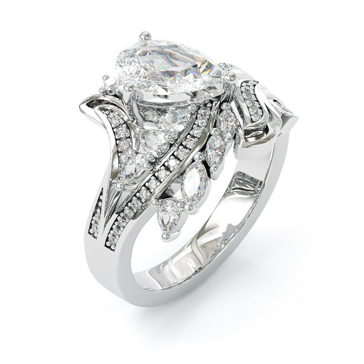 Jorrio luxury pear cut wave design sterling silver ring