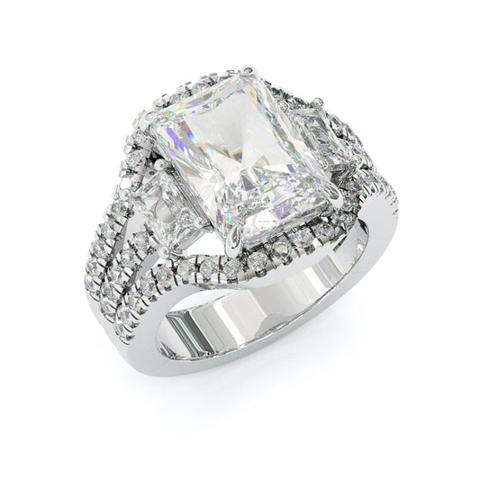 Jorrio 5ct radiant cut brilliant sterling silver ring