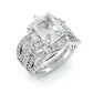 Jorrio handmade 3 ct radiant cut vintage 2pcs sterling silver wedding ring set