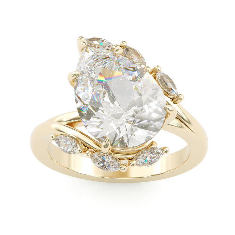 Jorrio delicate gold pear cut sterling silver ring
