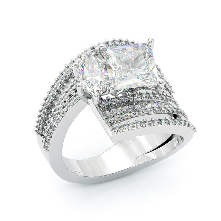 Jorrio radiant&marquise cut classic sterling silver ring
