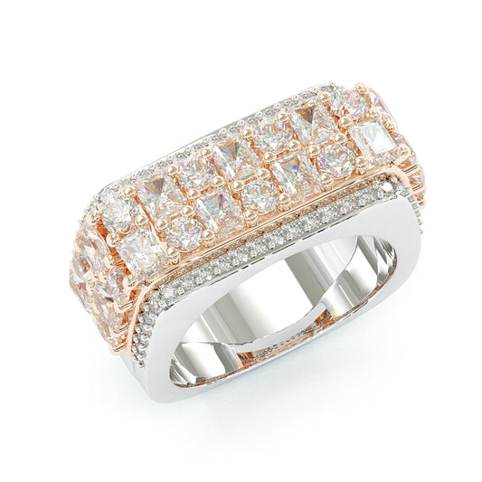 Jorrio handmade bold emerald-cut pavé brilliance men's ring