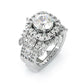 Jorrio halo round cut 2ct sterling silver ring set
