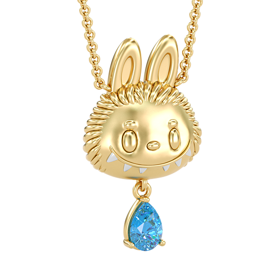 Jorrio handmade grinning elf pear shaped pendant sterling silver necklace