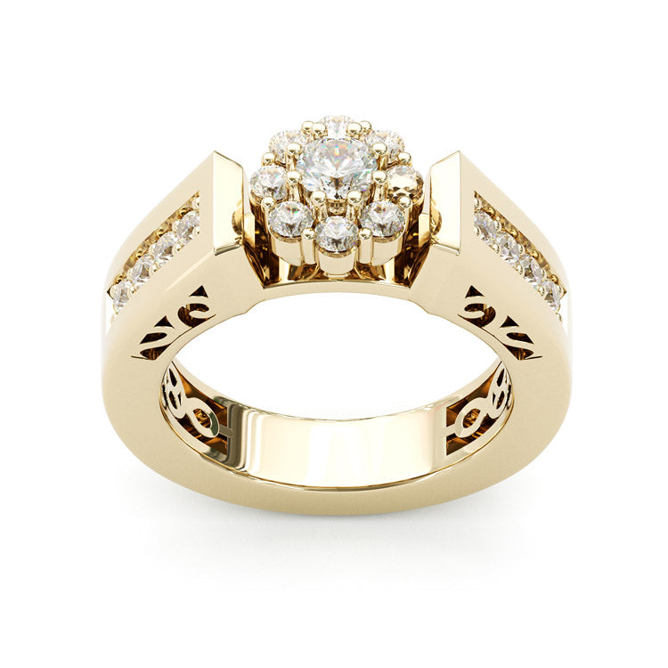 Jorrio handmade 3ct round cut arm engraved sterling silver ring