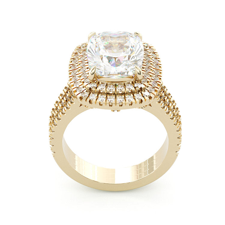 Jorrio handmade gold 3 ct cushion cut halo sterling silver engagement ...