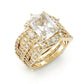 Jorrio handmade 3 ct radiant cut vintage 2pcs sterling silver wedding ring set