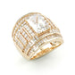 Jorrio handmade massive emerald cut men's bold wide band ring