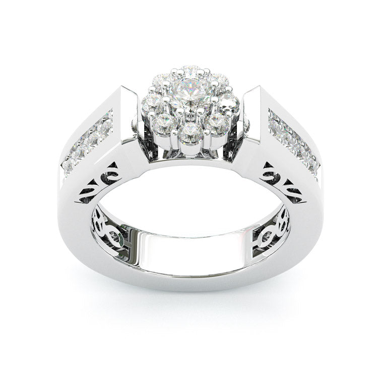 Jorrio handmade 3ct round cut arm engraved sterling silver ring