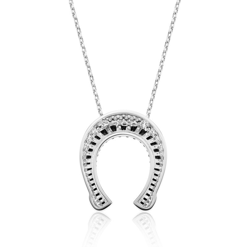 Jorrio Handmade Classic horseshoe Sterling Silver Diamond Necklace