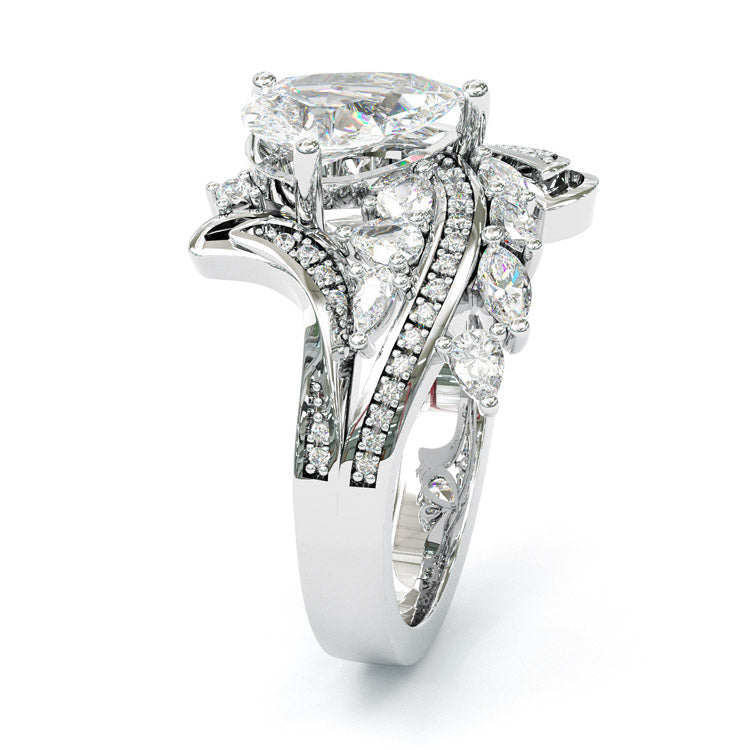 Jorrio luxury pear cut wave design sterling silver ring