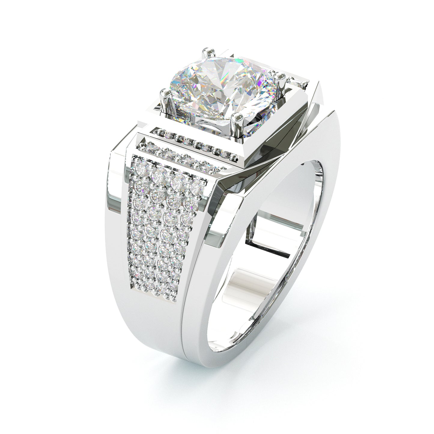 Jorrio handmade 3ct round cut regal brilliance men’s statement ring