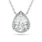 Jorrio 3ct pear cut halo elegant sterling silver necklace