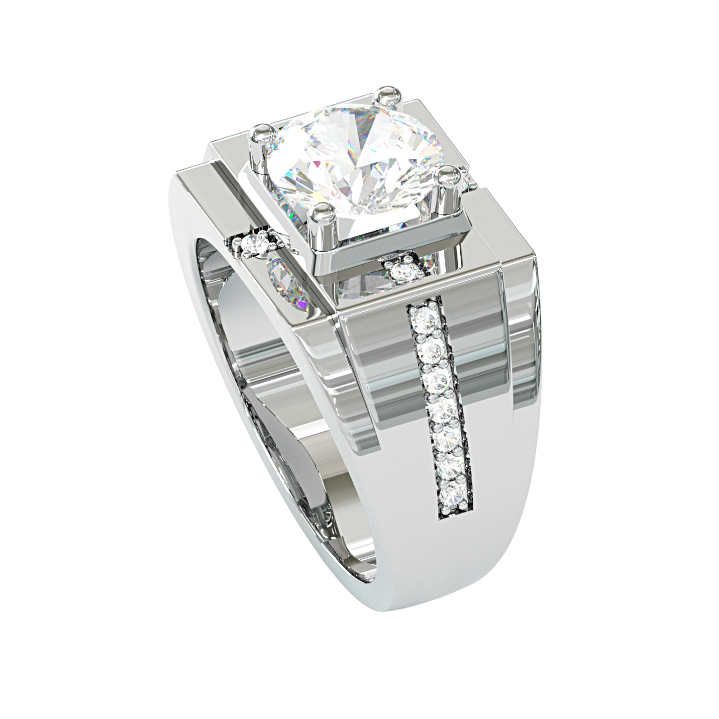 Jorrio handmade geometric round cut bold brilliance men's ring