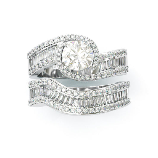 Jorrio charming round cut sterling silver ring set