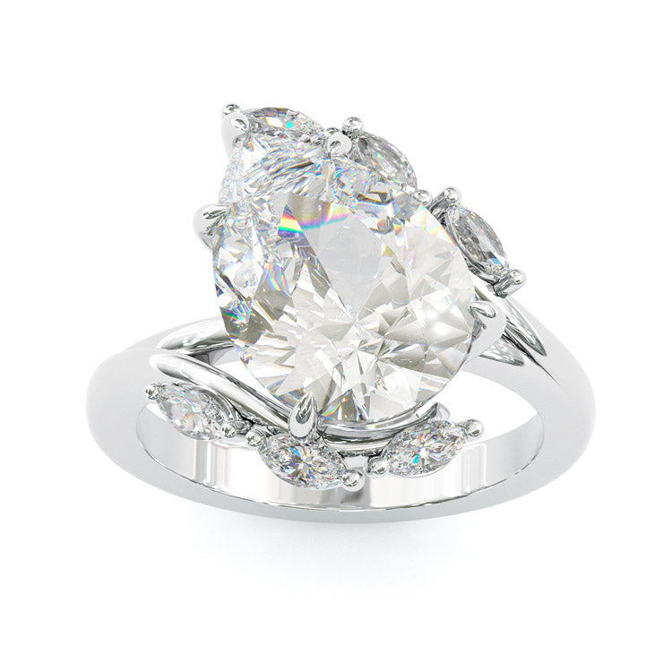 Jorrio delicate gold pear cut sterling silver ring