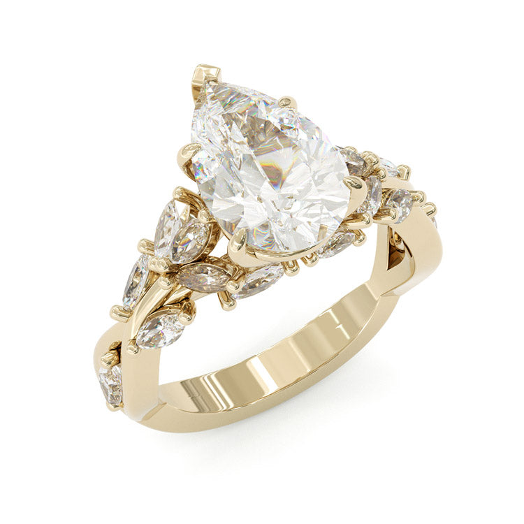 Jorrio gold 3ct pear cut elegance sterling silver ring