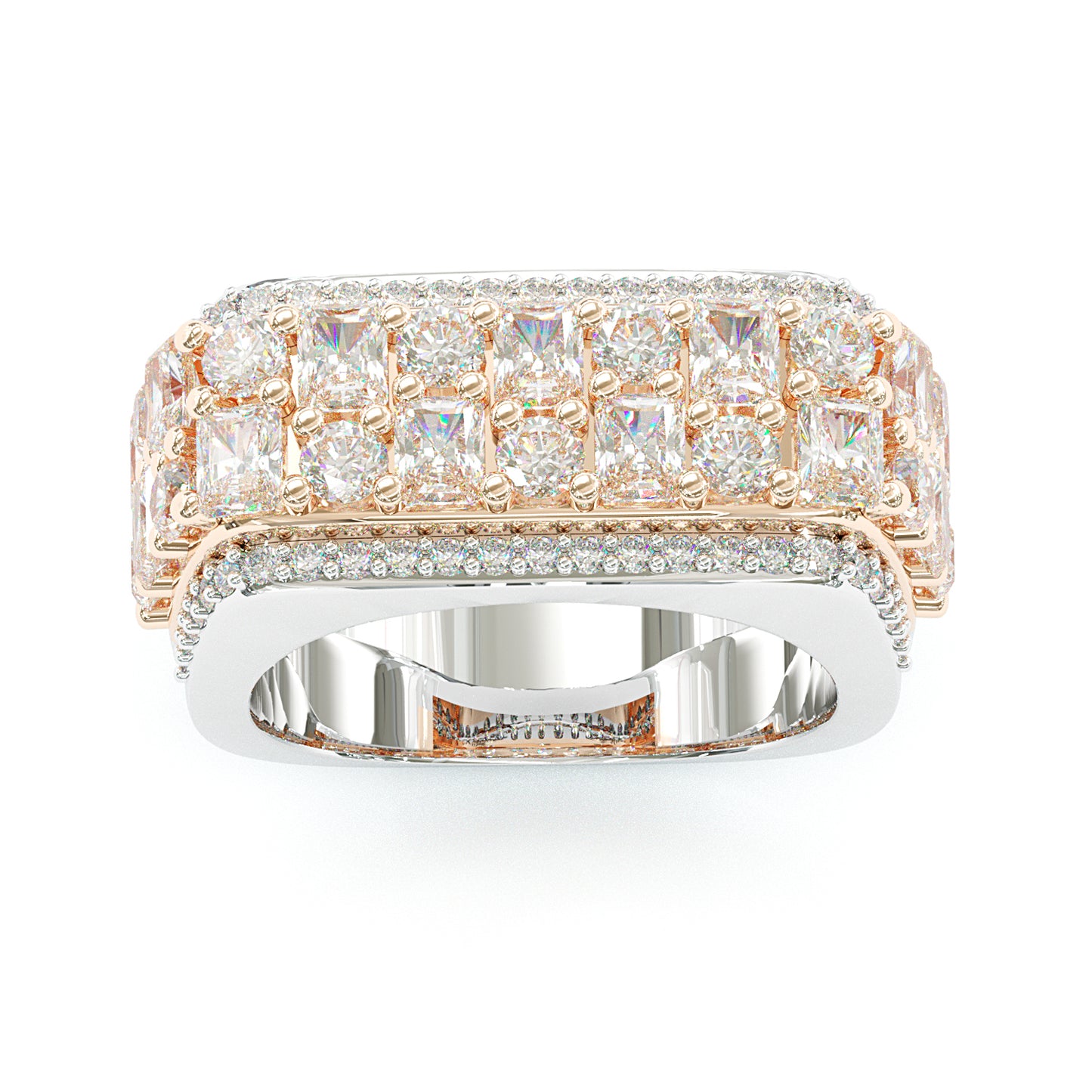 Jorrio handmade bold emerald-cut pavé brilliance men's ring